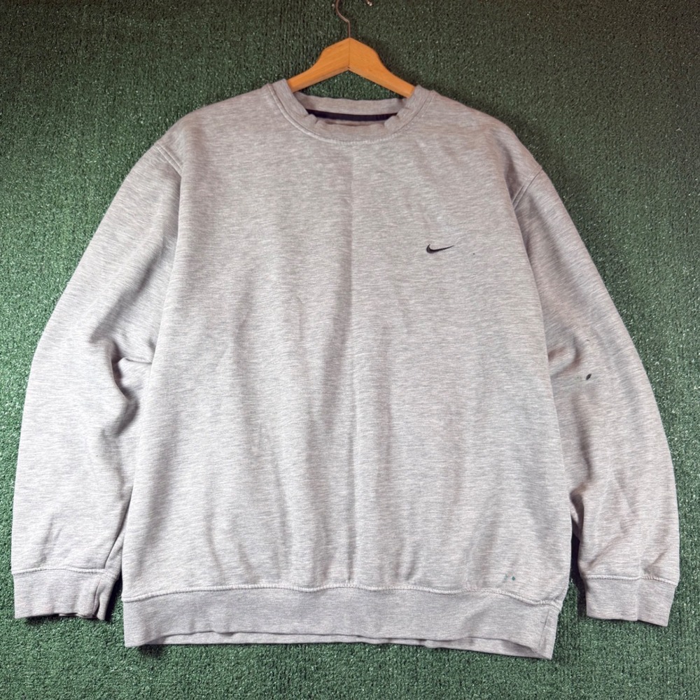 Nike Sweatshirt Mens XL Gray Good Embroidered Swoosh Crewneck Pullover